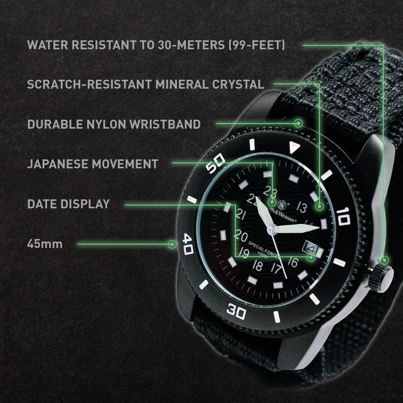 Smith & Wesson Commando Watch w/ Nylon Wristband
