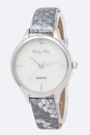 Snake-Print Leather Band Fashion Watch