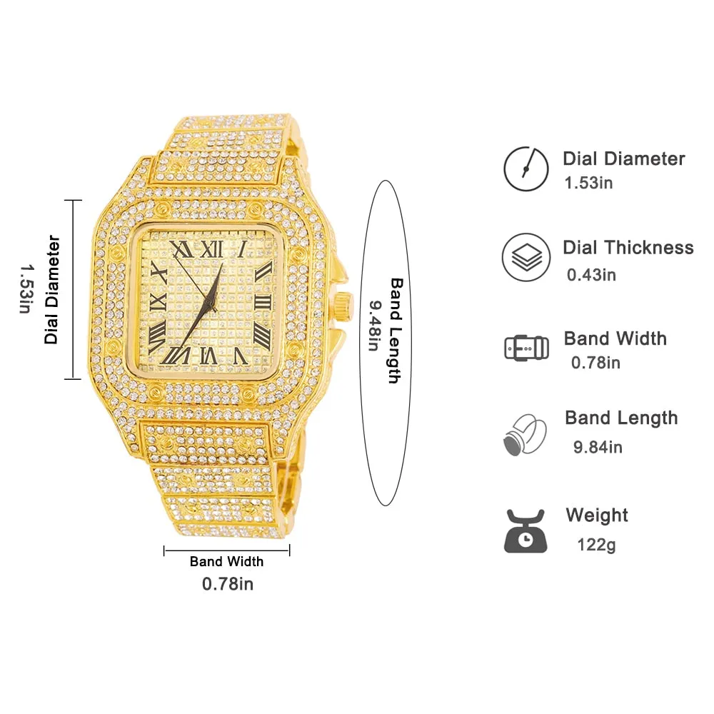 Stainless Steel Hip Hop Rhinestones For Men Jewelry Set