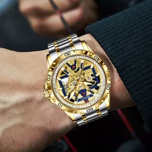 Stylish Automatic Rhinestone Watches Waterproof with Silicone Strap