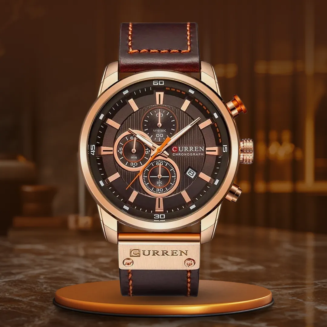 Stylish Quartz Timepiece with Leather Strap
