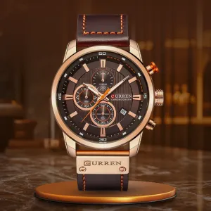 Stylish Quartz Timepiece with Leather Strap