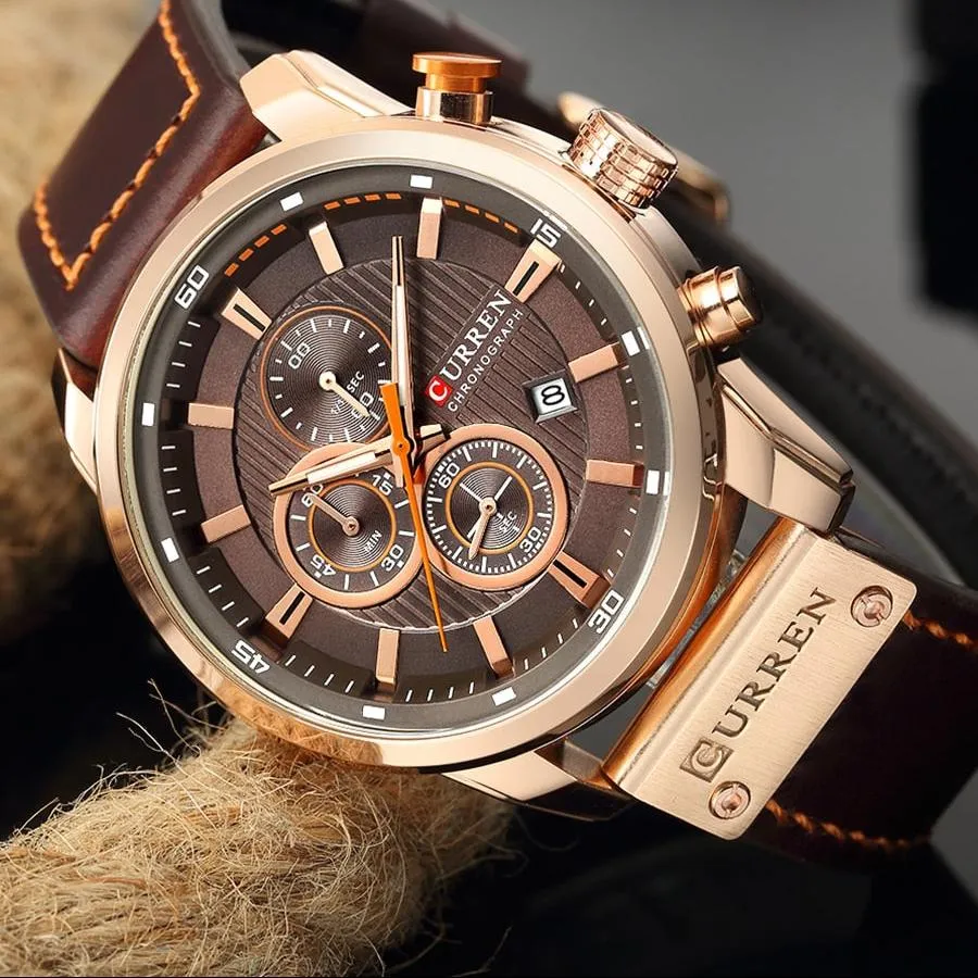 Stylish Quartz Timepiece with Leather Strap