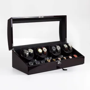 Super Size- 8 Watch Winder with 9 Extra Storage Space - Ebony