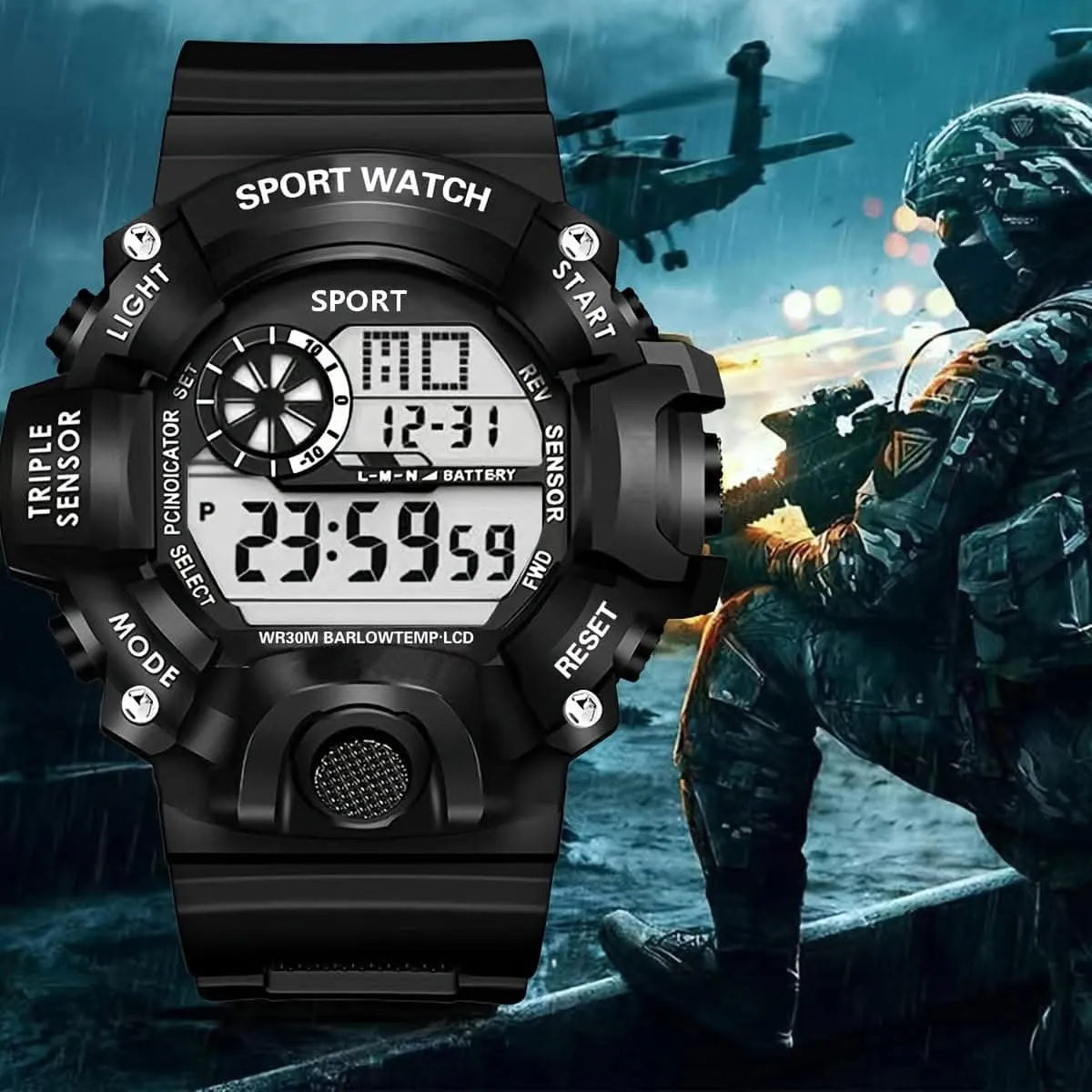 Trendy Men's Multi-Functional Electronic Watch