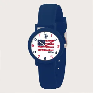 US POLO KIDS BLUE SILICON STRAP WITH S.S. PERSON. BUCKLE & SOFT TOUCH FINISH