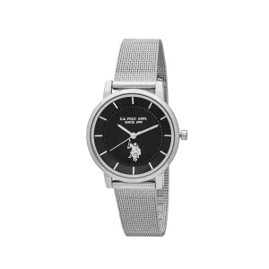 US POLO WOMEN'S  STAINLESS STEEL MESH BAND WITH PERSONALIZED BUCKLE