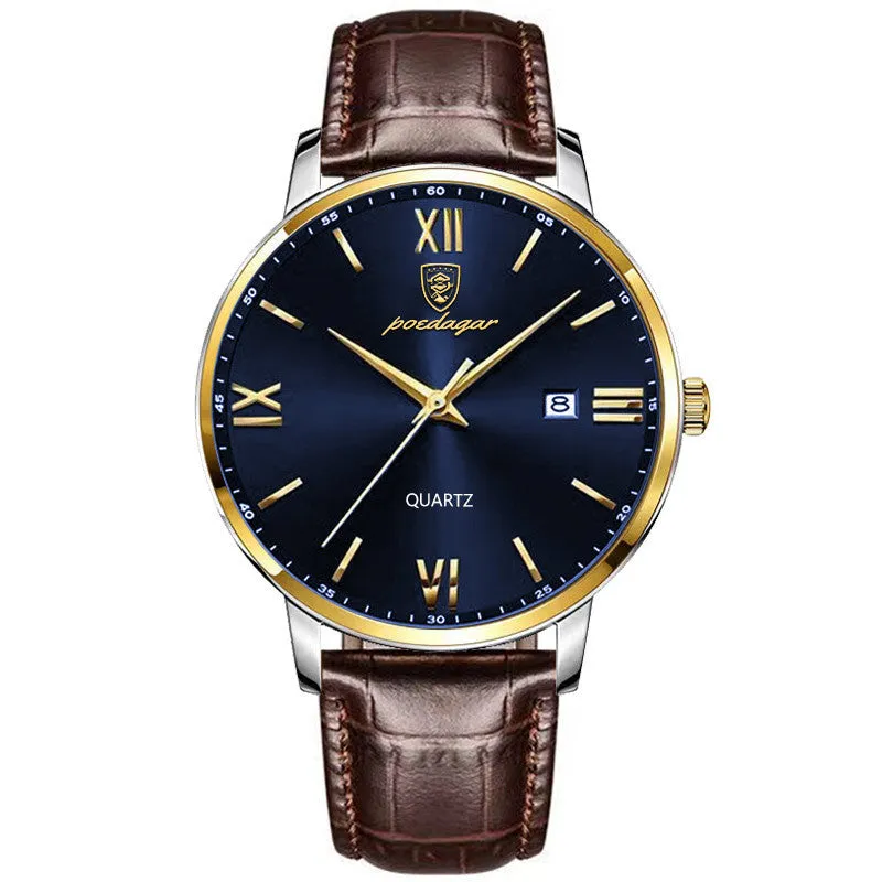 Watches, Brown Leather Watch for Men, Men Day Date Watch, Men's Luminous Watch, Dress Watch for Men Quartz Watch, Waterproof Brown Man Watches