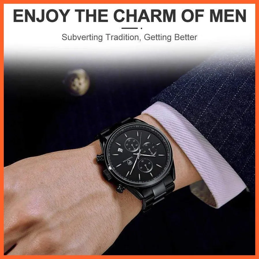 Watches For Men Top Brand Luxury Fashion Business Quartz Men’S Wristwatch Stainless Steel Waterproof Sports Watches