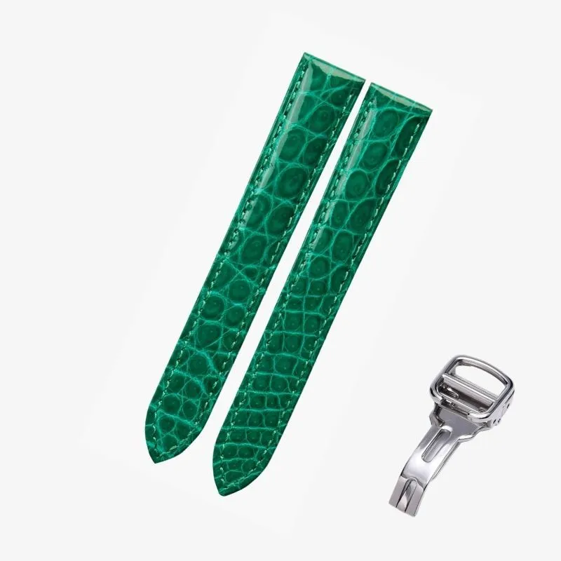 WATCHESMATE Green Leather Strap for Cartier Tank Collection Watches