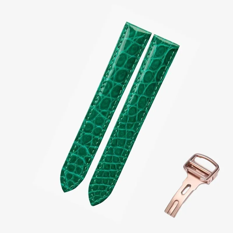 WATCHESMATE Green Leather Strap for Cartier Tank Collection Watches