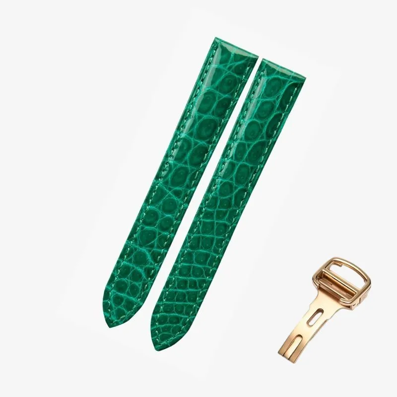 WATCHESMATE Green Leather Strap for Cartier Tank Collection Watches