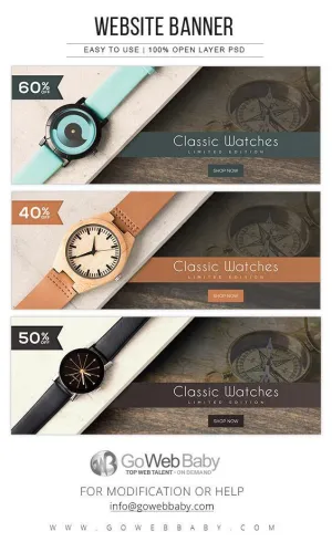 Website Banners - Classic Watches For Website Marketing