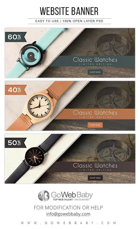 Website Banners - Classic Watches For Website Marketing