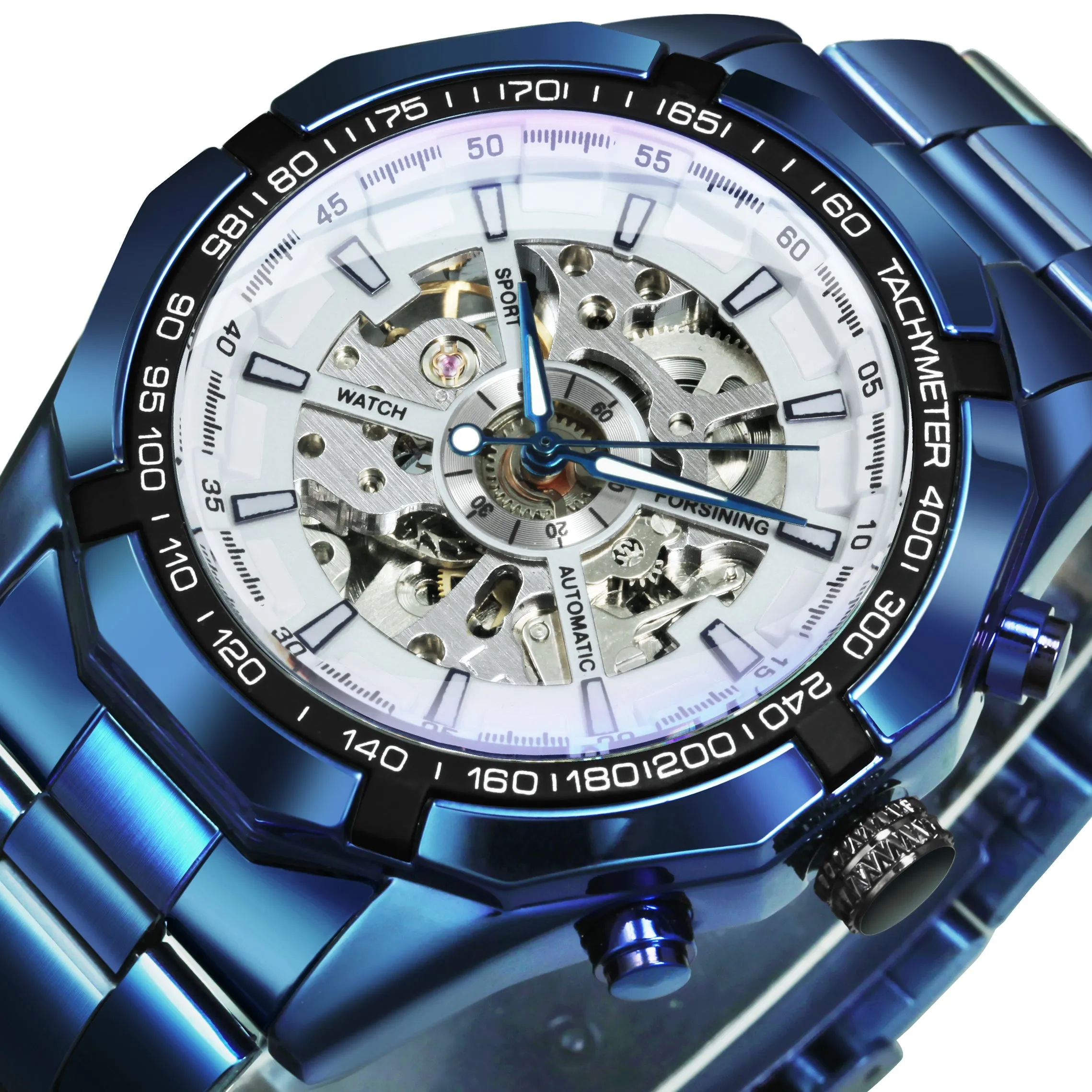 WINNER Classic Skeleton Automatic Mechanical Gold Watch for Men Luminous TM340