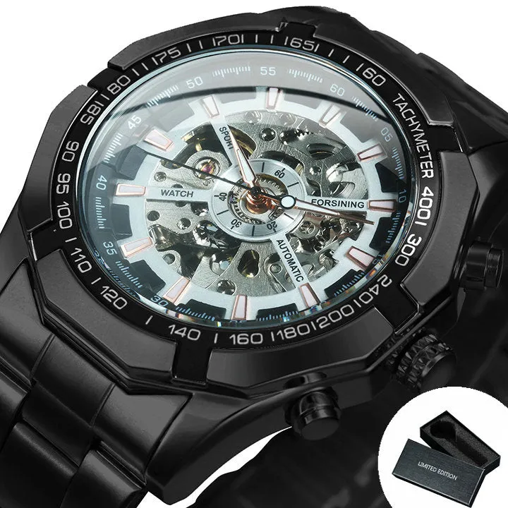 WINNER Classic Skeleton Automatic Mechanical Gold Watch for Men Luminous TM340