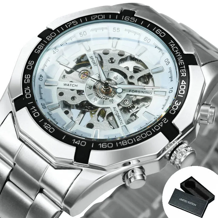 WINNER Classic Skeleton Automatic Mechanical Gold Watch for Men Luminous TM340