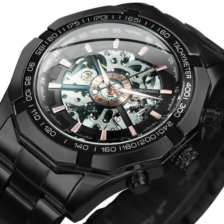 WINNER Classic Skeleton Automatic Mechanical Gold Watch for Men Luminous TM340