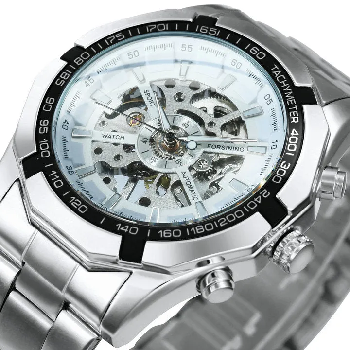 WINNER Classic Skeleton Automatic Mechanical Gold Watch for Men Luminous TM340