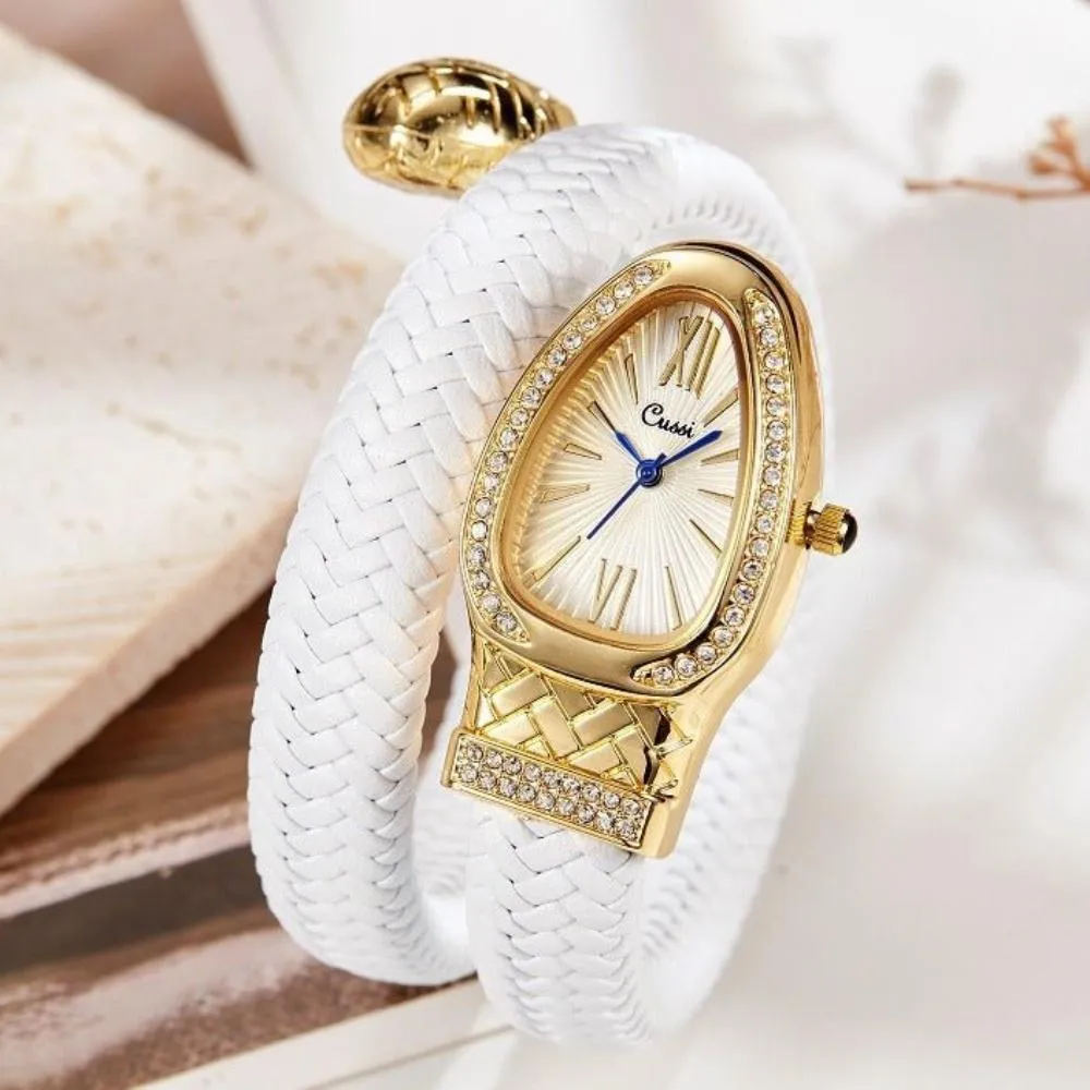 Women's Watch With Snake Shaped Leather Strap