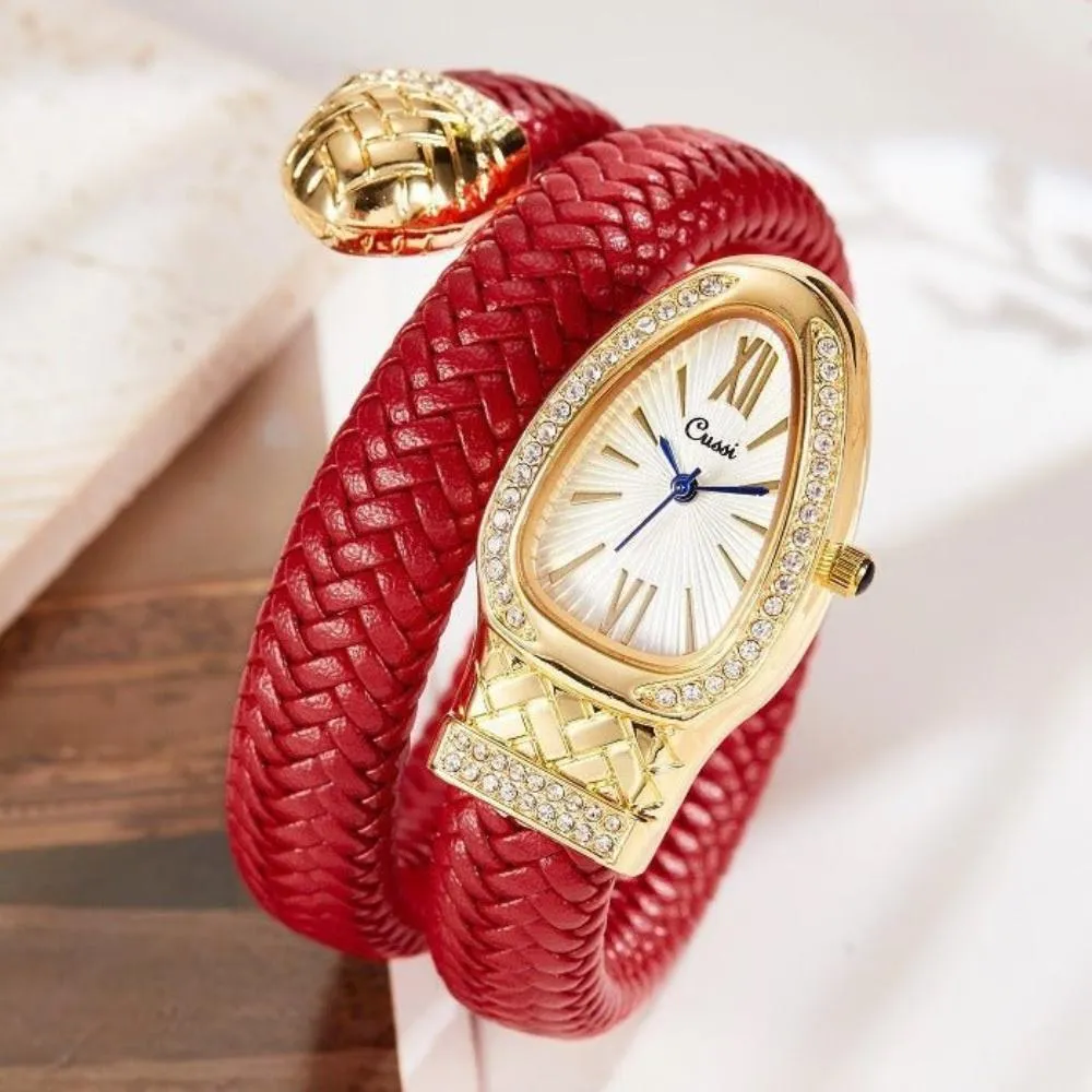 Women's Watch With Snake Shaped Leather Strap