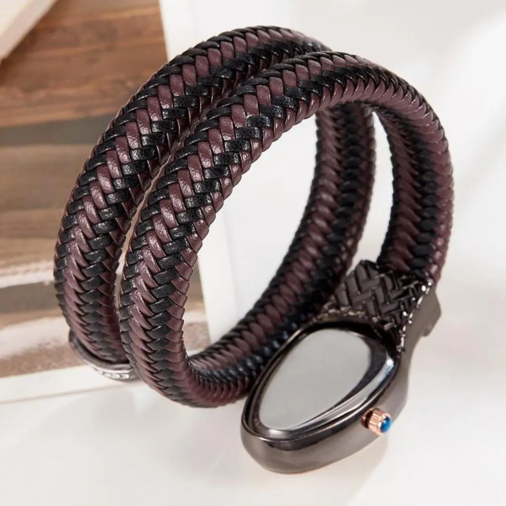 Women's Watch With Snake Shaped Leather Strap