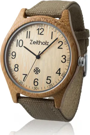 Zeitholz Unisex Wooden Watch - Altenberg Model, Handmade from 100% Natural Bamboo with Quartz Movement - Lightweight Analog Wooden Watch for Men and Women - Adjustable Band Fits Any Wrist