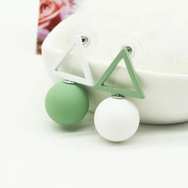 ZOEBER NEW Fashion geometry colors cube candy Crystal Stud earrings  women Glass shiny Lovely lady black Korean Earings Jewelry