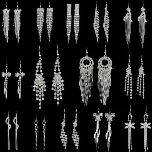 ZOSHI High Quality U Pick Style 2017 Bling Crystal Long Tassel Party Stud Dangle Drop Earrings Eardrop For Women Jewelry
